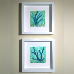 Glass Wall Art Coral Sculptures Framed